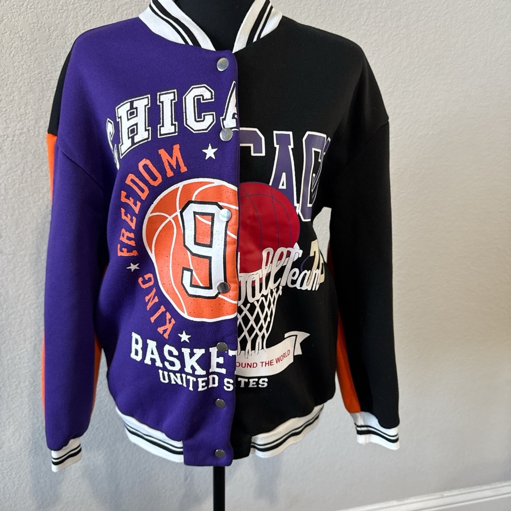 Chicago Kids Basketball Jacket - Purple, Black, and Orange